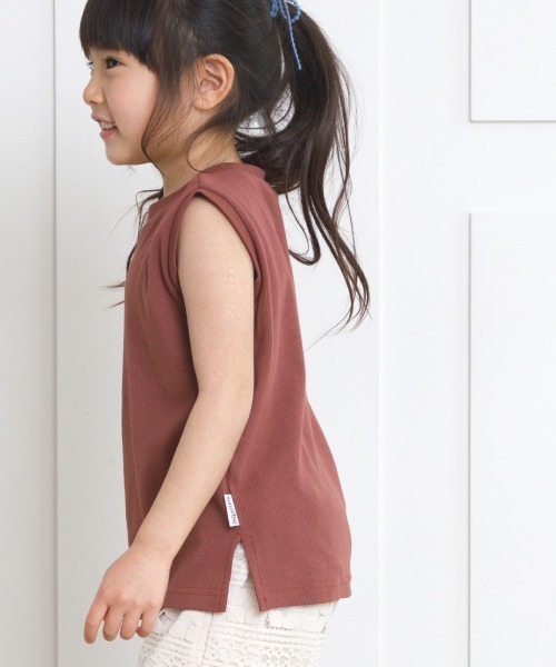 MAKE YOUR DAY（メイクユアデイ）の「リブタンクトップ■80～140cm（タンクトップ・キッズ・ピンク/ブラウン/ミント/オフホワイト/チャコールグレー・140/130/110/80/90/100/120）」の4枚目の写真