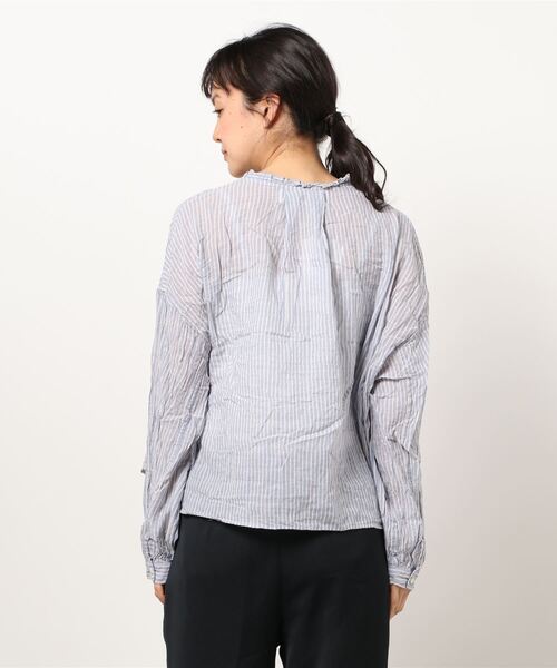 PUAL CE CIN（ピュアルセシン）の「綿ポリウレタンシャーリング襟フリルブラウス（シャツ/ブラウス・レディース・その他3/その他2/オフホワイト/その他1・FREE）」の5枚目の写真