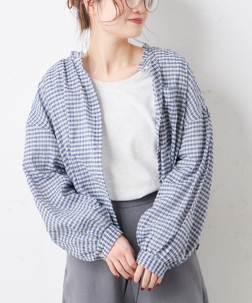 PUAL CE CIN（ピュアルセシン）の「綿ポリウレタンシャーリング襟フリルブラウス（シャツ/ブラウス・レディース・その他3/その他2/オフホワイト/その他1・FREE）」の4枚目の写真