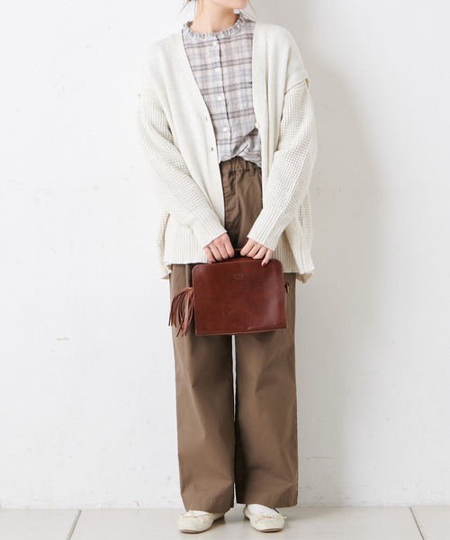 PUAL CE CIN（ピュアルセシン）の「綿ポリウレタンシャーリング襟フリルブラウス（シャツ/ブラウス・レディース・その他3/その他2/オフホワイト/その他1・FREE）」の12枚目の写真