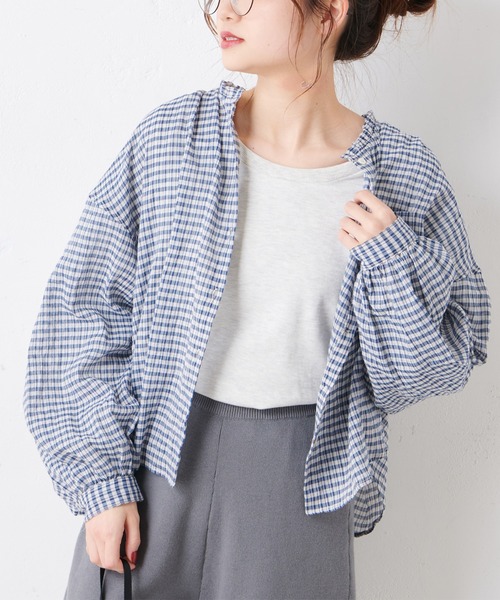 PUAL CE CIN（ピュアルセシン）の「綿ポリウレタンシャーリング襟フリルブラウス（シャツ/ブラウス・レディース・その他3/その他2/オフホワイト/その他1・FREE）」の18枚目の写真