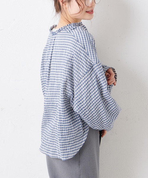 PUAL CE CIN（ピュアルセシン）の「綿ポリウレタンシャーリング襟フリルブラウス（シャツ/ブラウス・レディース・その他3/その他2/オフホワイト/その他1・FREE）」の19枚目の写真