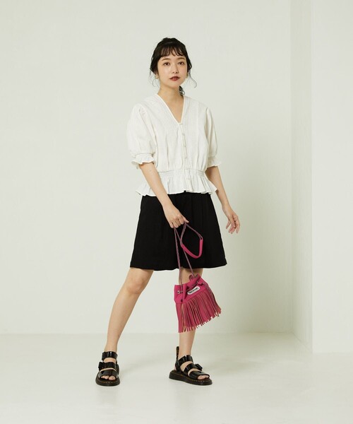 FREAK'S STORE（フリークスストア）の「リネンレーヨンショートパンツ（その他パンツ・レディース・オフホワイト/ブラック・MEDIUM/SMALL）」の19枚目の写真