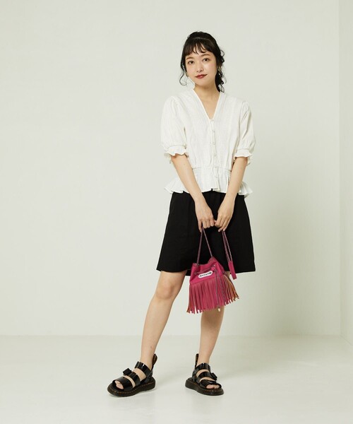 FREAK'S STORE（フリークスストア）の「リネンレーヨンショートパンツ（その他パンツ・レディース・オフホワイト/ブラック・MEDIUM/SMALL）」の9枚目の写真