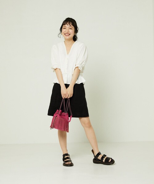 FREAK'S STORE（フリークスストア）の「リネンレーヨンショートパンツ（その他パンツ・レディース・オフホワイト/ブラック・MEDIUM/SMALL）」の15枚目の写真