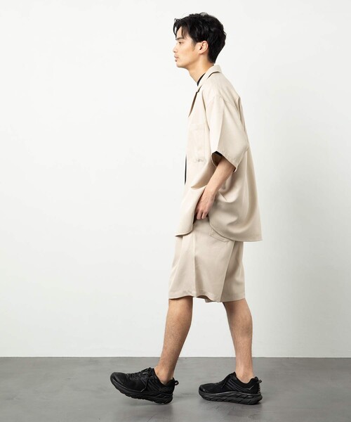 FREAK'S STORE（フリークスストア）の「ビックシルエット オープンカラー ワークシャツ セットアップ/シェフパンツ/イージーショーツ（セットアップ・メンズ・ベージュ/ブラック/オフホワイト/ベージュ系その他/ブラック系その他/ダークネイビー/レオパード・SMALL/MEDIUM/LARGE）」の13枚目の写真