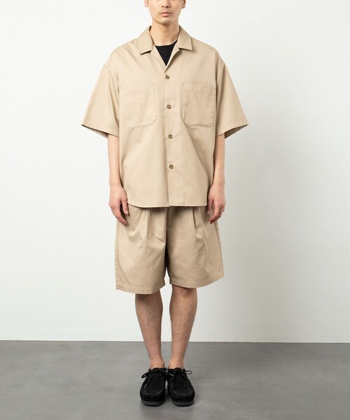 FREAK'S STORE（フリークスストア）の「ビックシルエット オープンカラー ワークシャツ セットアップ/シェフパンツ/イージーショーツ（セットアップ・メンズ・ベージュ/ブラック/オフホワイト/ベージュ系その他/ブラック系その他/ダークネイビー/レオパード・SMALL/MEDIUM/LARGE）」の19枚目の写真