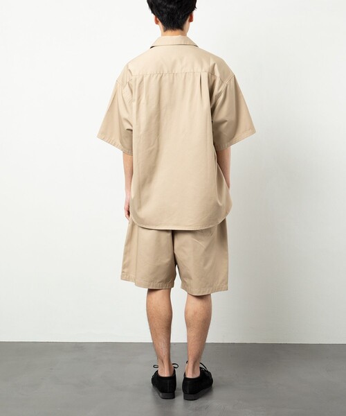 FREAK'S STORE（フリークスストア）の「ビックシルエット オープンカラー ワークシャツ セットアップ/シェフパンツ/イージーショーツ（セットアップ・メンズ・ベージュ/ブラック/オフホワイト/ベージュ系その他/ブラック系その他/ダークネイビー/レオパード・SMALL/MEDIUM/LARGE）」の9枚目の写真