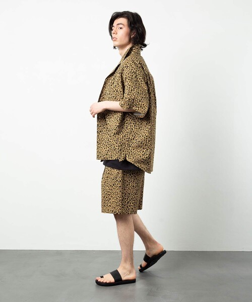 FREAK'S STORE（フリークスストア）の「ビックシルエット オープンカラー ワークシャツ セットアップ/シェフパンツ/イージーショーツ（セットアップ・メンズ・ベージュ/ブラック/オフホワイト/ベージュ系その他/ブラック系その他/ダークネイビー/レオパード・SMALL/MEDIUM/LARGE）」の18枚目の写真