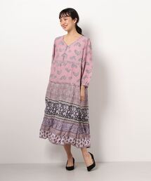 ペイズリーパネルプリントワンピース