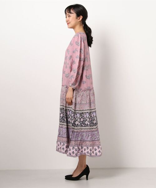 Lugnoncure（ルノンキュール）の「ペイズリーパネルプリントワンピース（ワンピース・レディース・パープル/サックスブルー・ﾌﾘ-）」の3枚目の写真