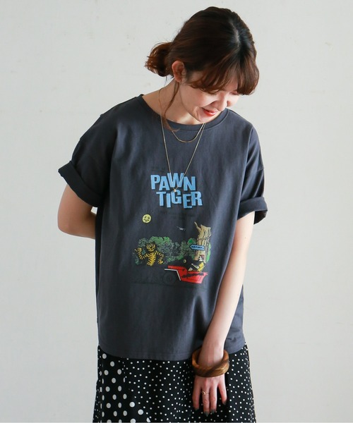 NOMBRE IMPAIR（ノンブルアンペール）の「アメコミPT　半袖TEE（Tシャツ/カットソー・レディース・ホワイト/チャコールグレー・FREE）」の2枚目の写真