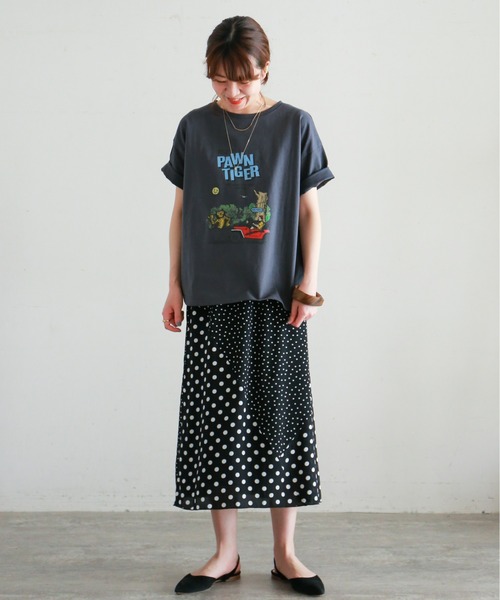 NOMBRE IMPAIR（ノンブルアンペール）の「アメコミPT　半袖TEE（Tシャツ/カットソー・レディース・ホワイト/チャコールグレー・FREE）」の5枚目の写真