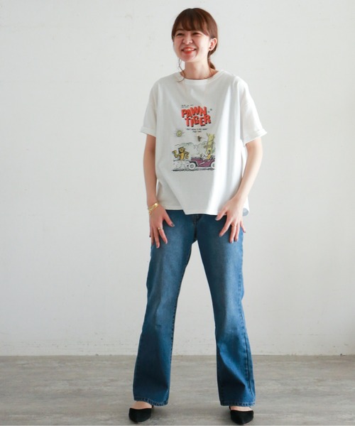 NOMBRE IMPAIR（ノンブルアンペール）の「アメコミPT　半袖TEE（Tシャツ/カットソー・レディース・ホワイト/チャコールグレー・FREE）」の3枚目の写真