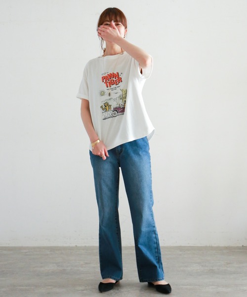 NOMBRE IMPAIR（ノンブルアンペール）の「アメコミPT　半袖TEE（Tシャツ/カットソー・レディース・ホワイト/チャコールグレー・FREE）」の4枚目の写真