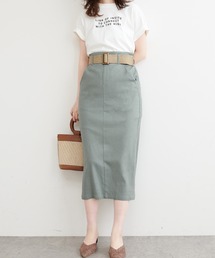 natural couture | ストレッチリネンベルト付タイトスカート(スカート)