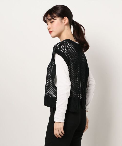 cepo（セポ）の「バックスリット　ドットメッシュニットベスト（ベスト・レディース・ブラック/ブルー/オフホワイト・M）」の5枚目の写真