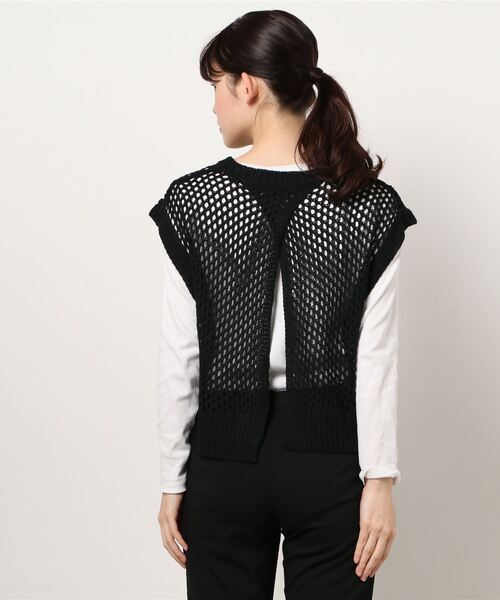 cepo（セポ）の「バックスリット　ドットメッシュニットベスト（ベスト・レディース・ブラック/ブルー/オフホワイト・M）」の4枚目の写真