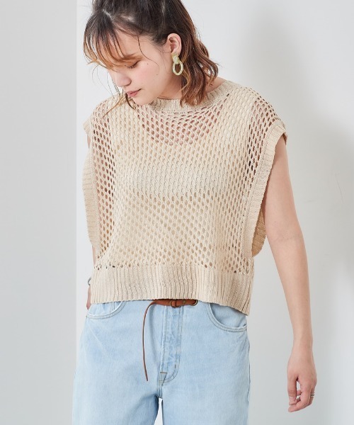 cepo（セポ）の「バックスリット　ドットメッシュニットベスト（ベスト・レディース・ブラック/ブルー/オフホワイト・M）」の8枚目の写真