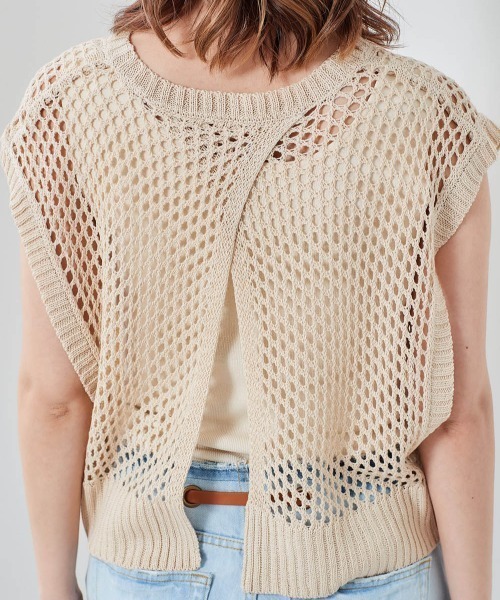 cepo（セポ）の「バックスリット　ドットメッシュニットベスト（ベスト・レディース・ブラック/ブルー/オフホワイト・M）」の11枚目の写真