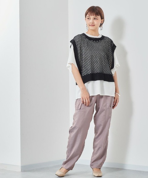 cepo（セポ）の「バックスリット　ドットメッシュニットベスト（ベスト・レディース・ブラック/ブルー/オフホワイト・M）」の14枚目の写真