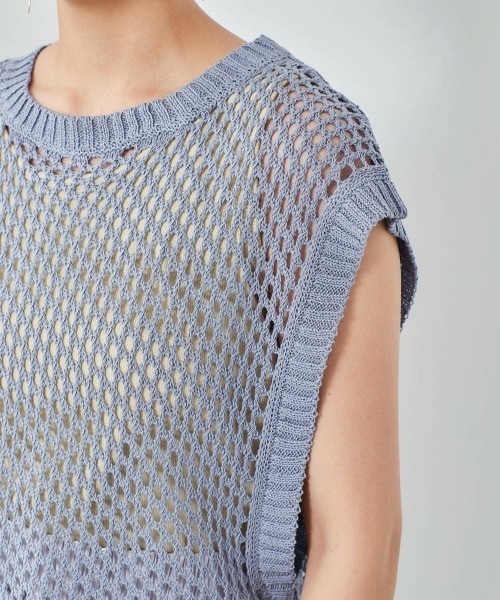 cepo（セポ）の「バックスリット　ドットメッシュニットベスト（ベスト・レディース・ブラック/ブルー/オフホワイト・M）」の20枚目の写真