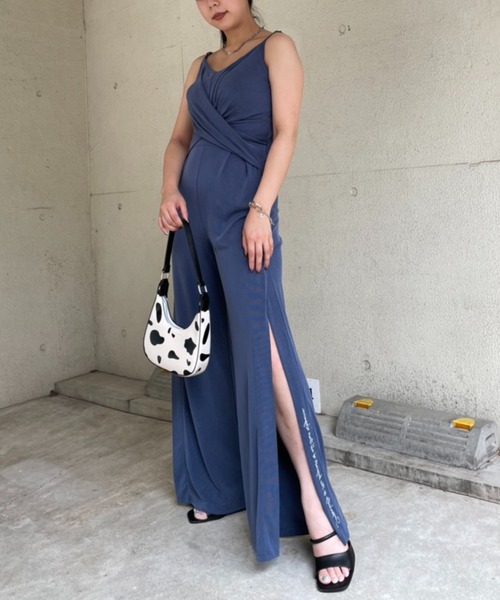 SPIRALGIRL(スパイラルガール)の「カシュクールサイドスリットオールインワン(ワンピース・レディース・ブラック/ブルー・FREE)」の8枚目の写真