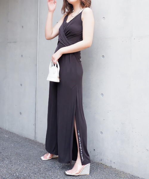 SPIRALGIRL(スパイラルガール)の「カシュクールサイドスリットオールインワン(ワンピース・レディース・ブラック/ブルー・FREE)」の11枚目の写真