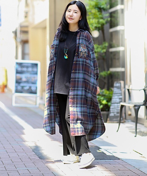 チチカカ（チチカカ）の「チェッククロス刺繍ワンピース（ワンピース・レディース・アイボリー/ブルー/ネイビー・FREE）」の6枚目の写真