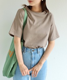 コットン天竺半袖モックネックTシャツ