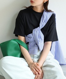 コットン天竺半袖モックネックTシャツ
