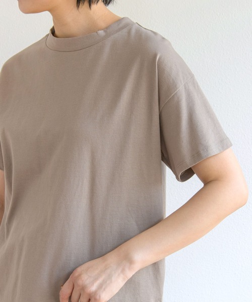 andme(アンドミー)の「コットン天竺半袖モックネックTシャツ(Tシャツ/カットソー・レディース・ブラック/オフホワイト/チャコールグレー/グレー系その他/モカ・M)」の18枚目の写真