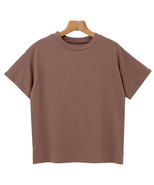 andme(アンドミー)の「コットン天竺半袖モックネックTシャツ(Tシャツ/カットソー・レディース・ブラック/オフホワイト/チャコールグレー/グレー系その他/モカ・M)」の20枚目の写真