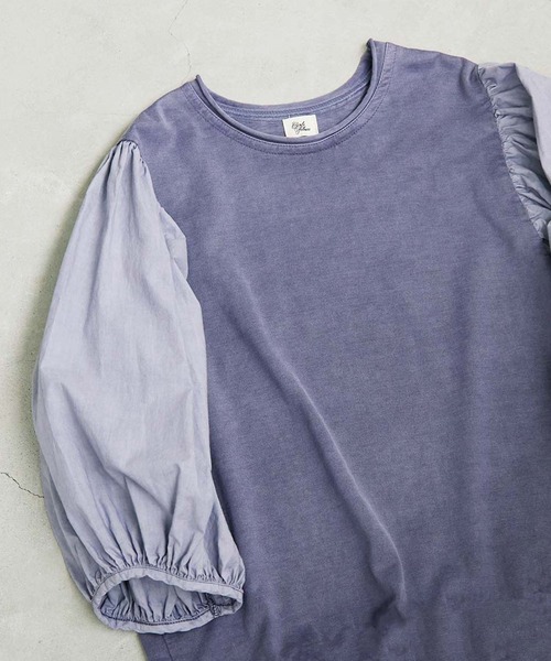 cardo fabrica(カルドファブリカ)の「クリアスピン製品染め 五分袖パフAラインワンピース(ワンピース・レディース・チャコールグレー/パープル/グレー・FREE)」の3枚目の写真