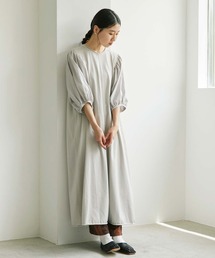 cardo fabrica | 【 2021AW 】クリアスピン製品染め 五分袖パフAラインワンピース(ワンピース)