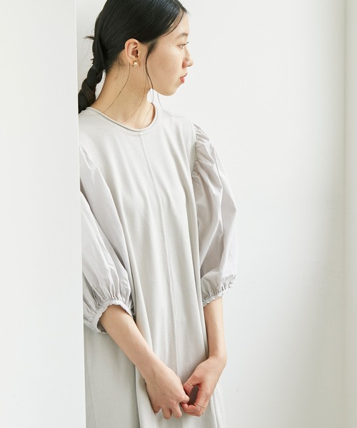 cardo fabrica(カルドファブリカ)の「クリアスピン製品染め 五分袖パフAラインワンピース(ワンピース・レディース・チャコールグレー/パープル/グレー・FREE)」の20枚目の写真