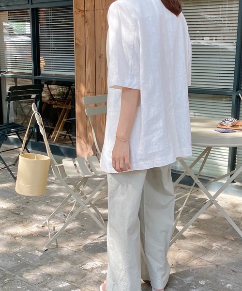 ANOTHER S(アナザーエス)の「リネン混半袖テーラードジャケット(テーラードジャケット・レディース・ホワイト/アイボリー/ブラック・FREE)」の4枚目の写真