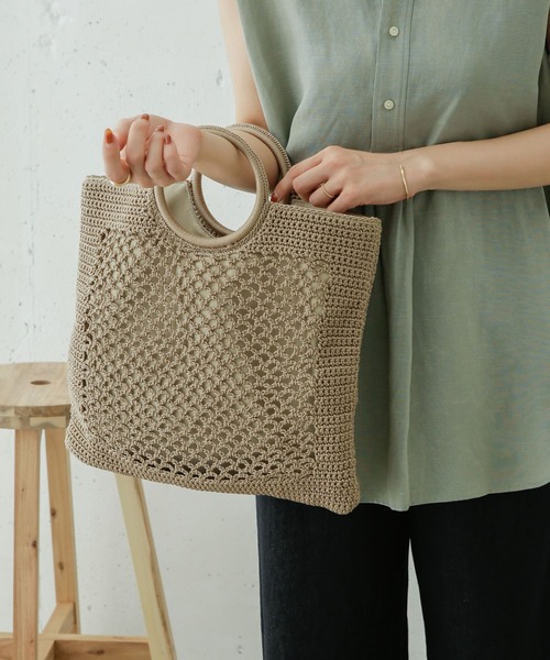 URBAN RESEARCH DOORS（アーバンリサーチドアーズ）の「クロッシェバッグ（トートバッグ・レディース・モカ/ブラック・ONE）」の2枚目の写真