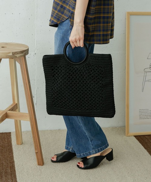 URBAN RESEARCH DOORS（アーバンリサーチドアーズ）の「クロッシェバッグ（トートバッグ・レディース・モカ/ブラック・ONE）」の3枚目の写真