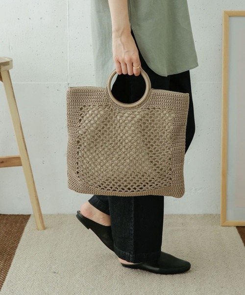 URBAN RESEARCH DOORS（アーバンリサーチドアーズ）の「クロッシェバッグ（トートバッグ・レディース・モカ/ブラック・ONE）」の5枚目の写真