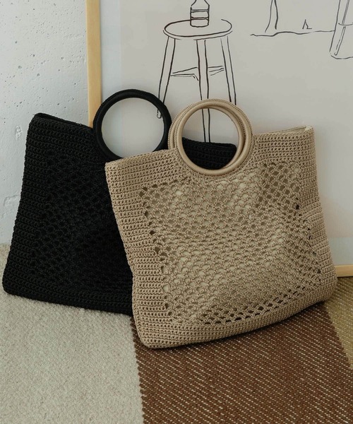 URBAN RESEARCH DOORS（アーバンリサーチドアーズ）の「クロッシェバッグ（トートバッグ・レディース・モカ/ブラック・ONE）」の6枚目の写真