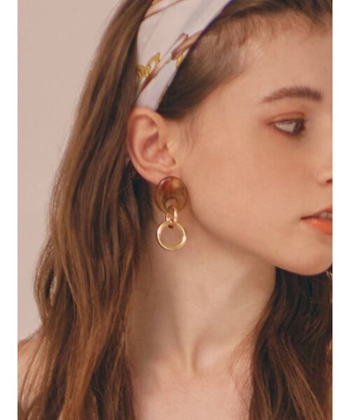 RESEXXY（リゼクシー）の「ゴールドポイントマーブルピアス（ピアス（両耳用）・レディース・ピンク/ブラウン・FREE）」の2枚目の写真