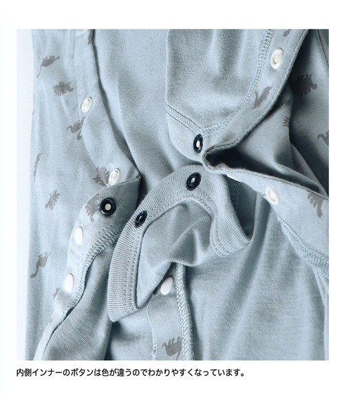 BRANSHES(ブランシェス)の「恐竜柄肌着付き2WAYオール(ロンパース・キッズ・ベージュ/サックスブルー・フリー)」の16枚目の写真