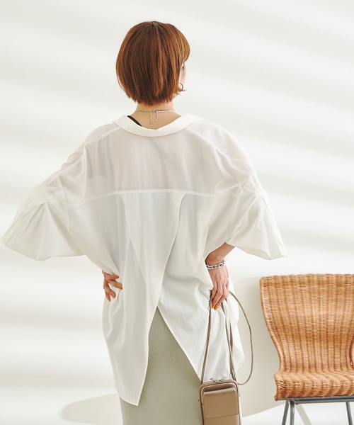 DouDou(ドゥドゥ)の「袖リブ切替シャツ(シャツ/ブラウス・レディース・ブラック/オフホワイト/バイオレット・FREE)」の17枚目の写真