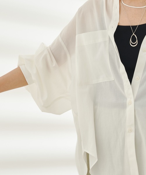 DouDou(ドゥドゥ)の「袖リブ切替シャツ(シャツ/ブラウス・レディース・ブラック/オフホワイト/バイオレット・FREE)」の18枚目の写真