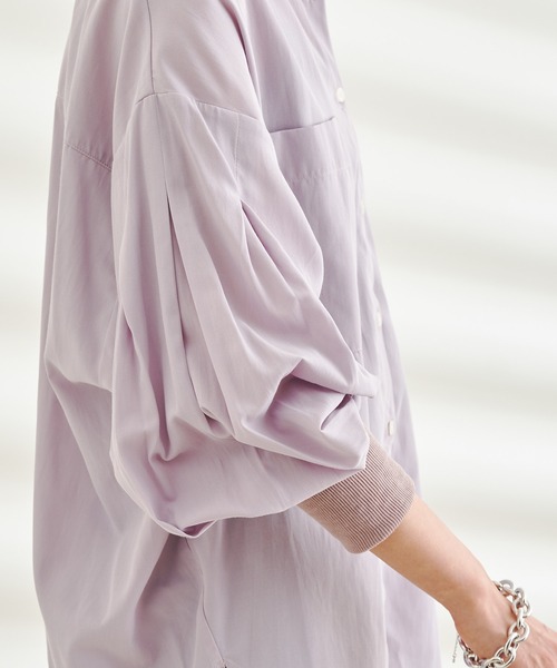 DouDou(ドゥドゥ)の「袖リブ切替シャツ(シャツ/ブラウス・レディース・ブラック/オフホワイト/バイオレット・FREE)」の20枚目の写真