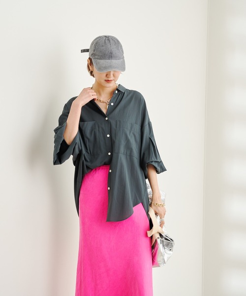 DouDou(ドゥドゥ)の「袖リブ切替シャツ(シャツ/ブラウス・レディース・ブラック/オフホワイト/バイオレット・FREE)」の16枚目の写真