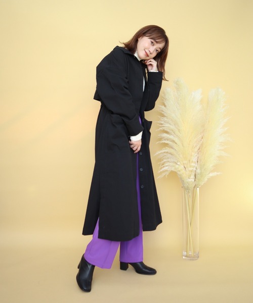 slowmelly（スローメリー）の「ステンカラーコート（ステンカラーコート・レディース・ライトベージュ/ブラック/ベージュ・FREE）」の2枚目の写真