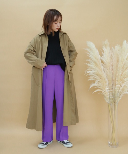 slowmelly（スローメリー）の「ステンカラーコート（ステンカラーコート・レディース・ライトベージュ/ブラック/ベージュ・FREE）」の12枚目の写真