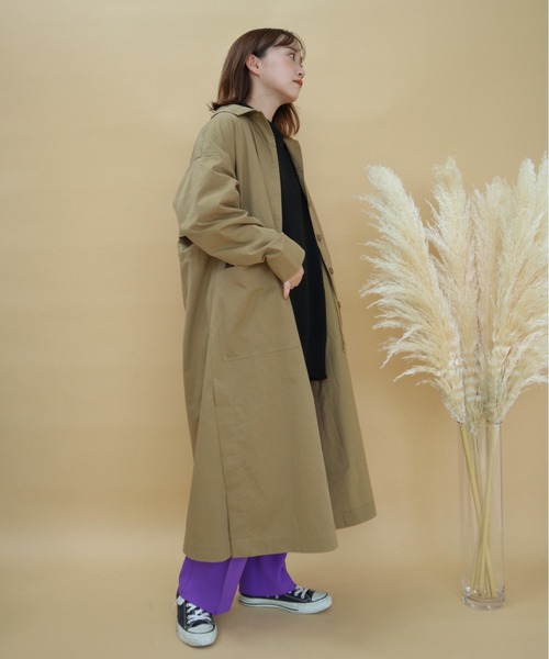slowmelly（スローメリー）の「ステンカラーコート（ステンカラーコート・レディース・ライトベージュ/ブラック/ベージュ・FREE）」の13枚目の写真